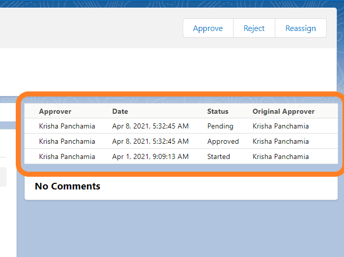 Approval History Layout